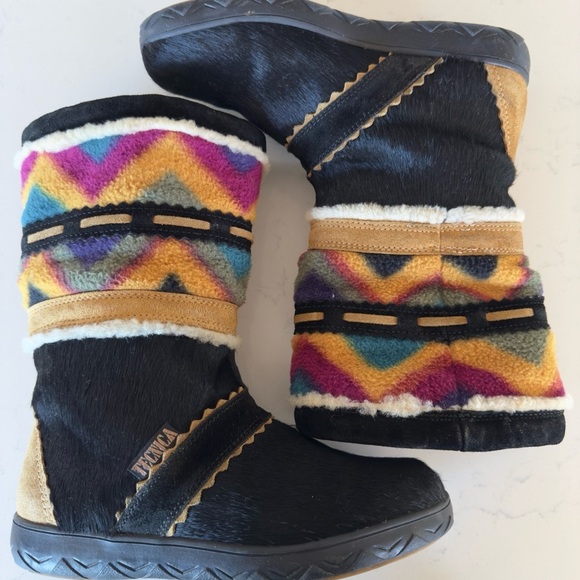 VTG Tecnica Fur/Suede with Fleece Lining colorful pattern made in Italy Size:6.5 - Picture 2 of 5